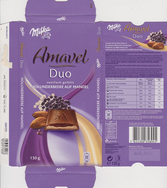 Milka srednie Amavel duo holunderbeere auf mandel