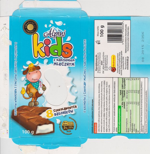 Millano Alpini kids z nadzieniem mlecznym 68kcal
