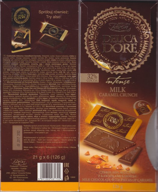 Millano Baron DelicaDore intense milk caramel crunch
