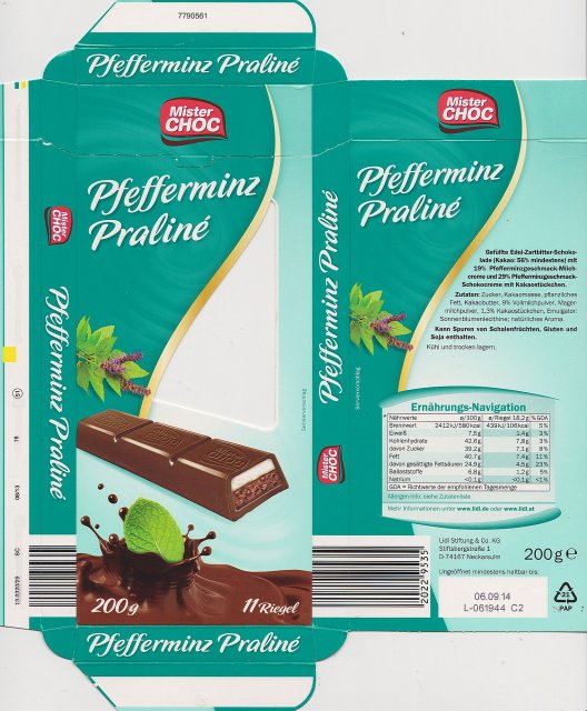 Mister Choc Pfefferminz Praline 11 Riegel