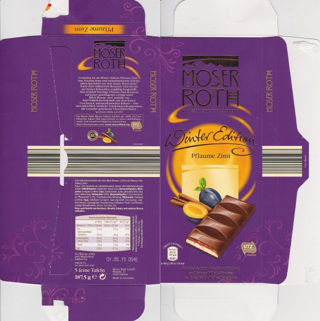 Moser Roth duze pion 5 Winter Edition Pflaume Zimt UTZ 197kcal