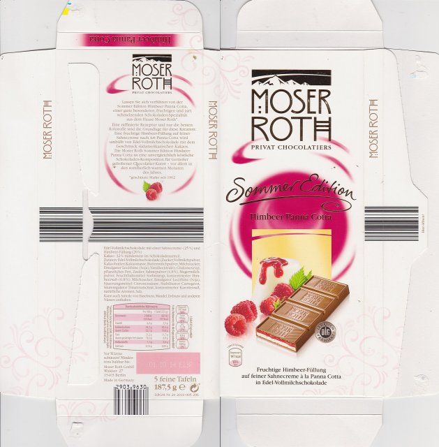 Moser Roth duze pion 6 Sommer Edition Himbeer Panna Cotta DLG 197kcal