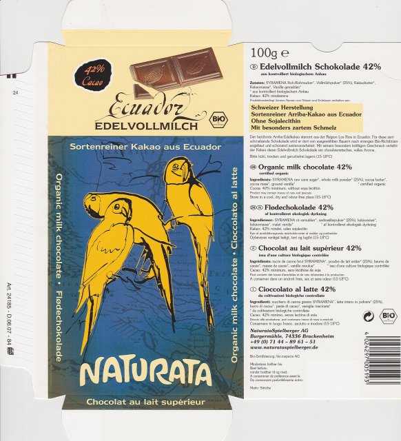 Naturata 2 Ecuador Edelvollmilch