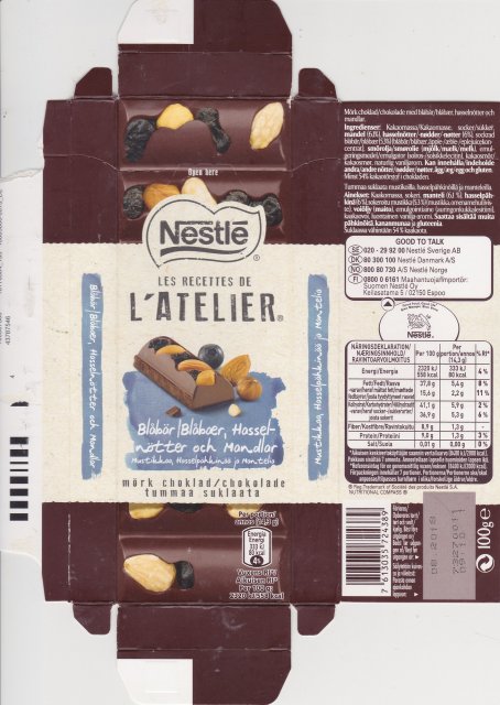 Nestle L'Atelier mork choklad blabor
