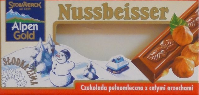 Nussbeisser male Alpen Gold kwadrat czekolada pelnomleczna z calymi orzechami slodka zima_cr
