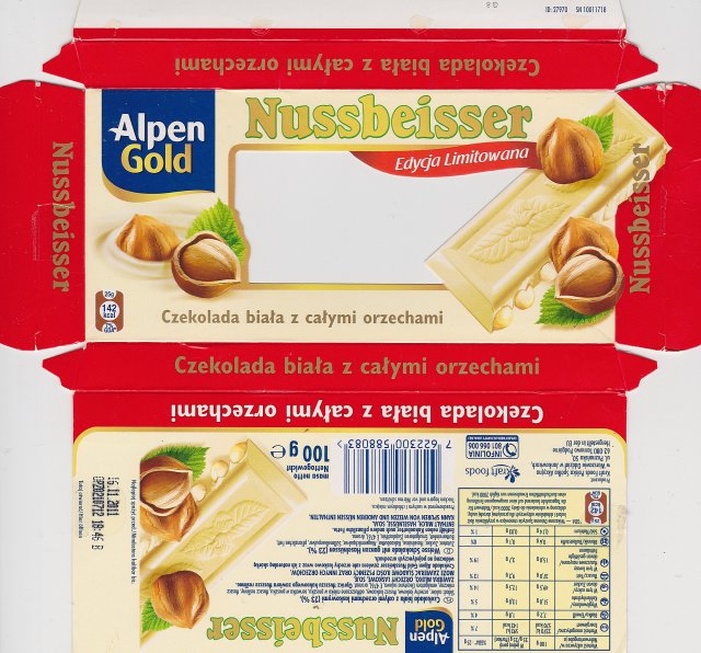 Nussbeisser male Alpen Gold oble czekolada biala z calymi orzechami edycja limitowana