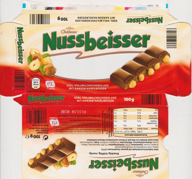 Nussbeisser male edel vollmilchschokolade mit ganzen nussen chateau 98kcal UTZ