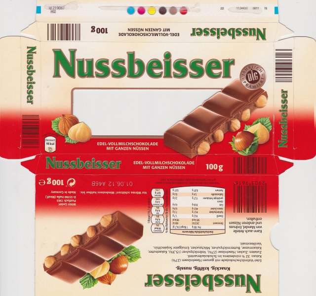 Nussbeisser male edel vollmilchschokolade mit ganzen nussen dig 98 kcal