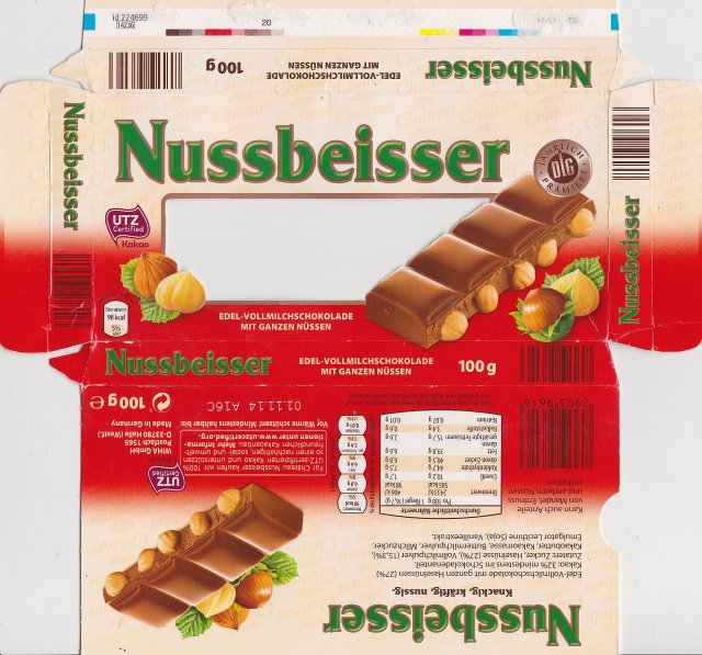 Nussbeisser male edel vollmilchschokolade mit ganzen nussen dlg 98kcal UTZ_cr
