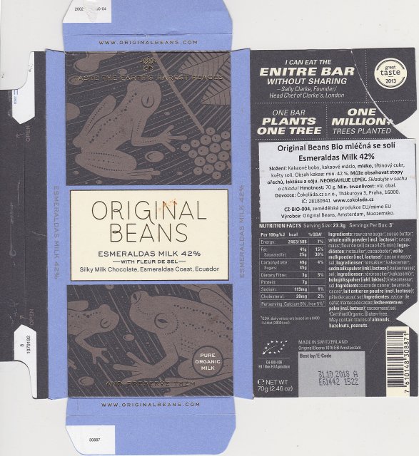 Original Beans 1 esmeraldas milk 42 with fleur de sel