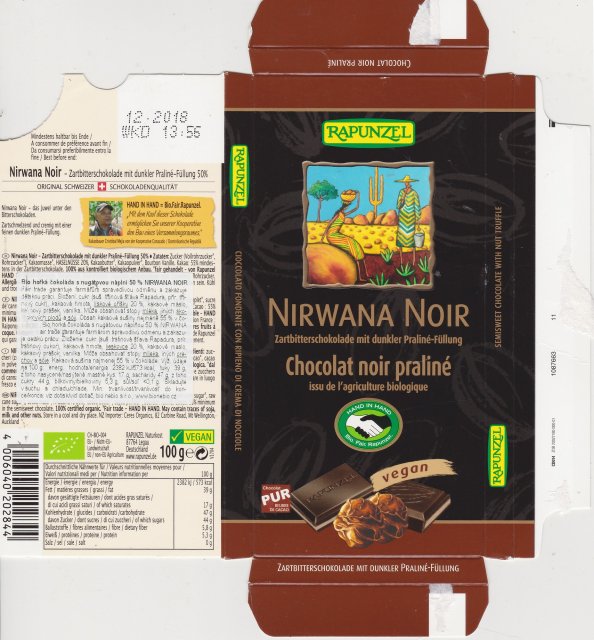 Rapunzel nirwana noir chocolat noir praline
