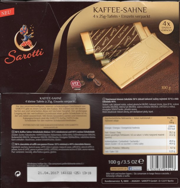Sarotti 1 Kaffee sahne UTZ Neu