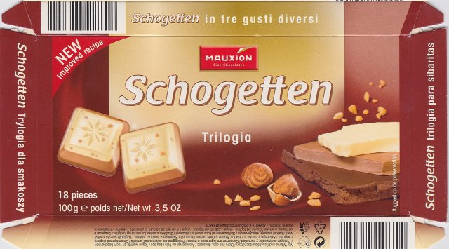 Schogetten Mauxion male 5 Trilogia New improved recipe