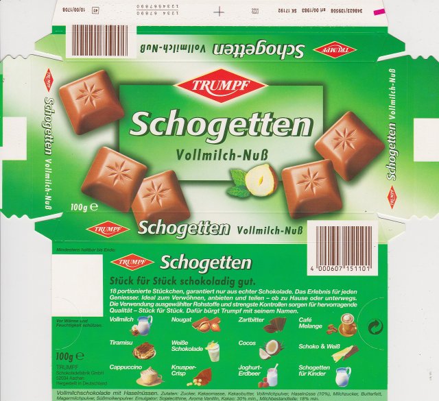 Schogetten Trumpf male 10 Vollmilch Nuss