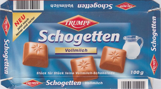 Schogetten Trumpf male 11 Vollmilch Neu jetzt noch feiner und zarter
