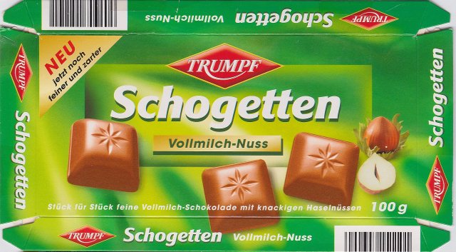 Schogetten Trumpf male 11 Vollmilch-Nuss Neu jetzt noch feiner und zarter