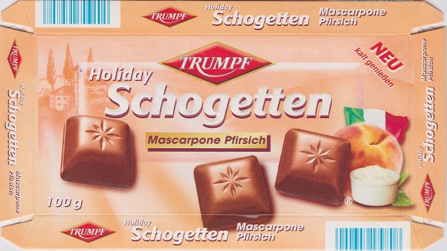 Schogetten Trumpf male 13 Mascarpone Pfirsich Holiday Neu kalt geniessen