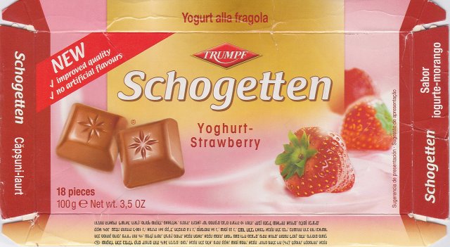 Schogetten Trumpf male 15 Yoghurt-Strawberry New improved quality no artificial flavours