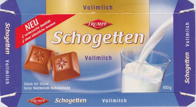 Schogetten Trumpf male 16 Vollmilch Neu verbesserte Qualitat ohne kunstlische Aromen