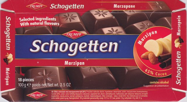 Schogetten Trumpf male 22 Marzipan Selected ingredients With natural flavours