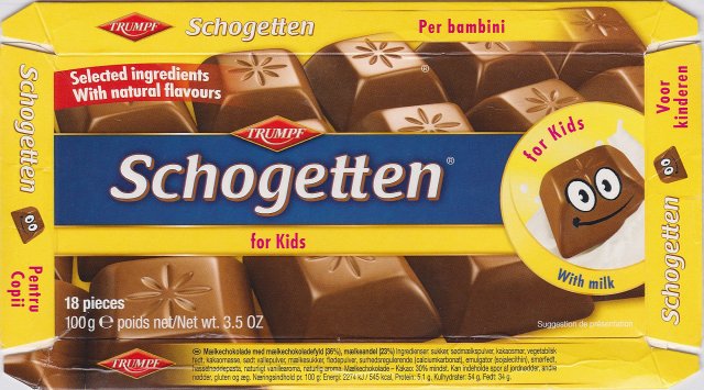Schogetten Trumpf male 22 for Kids Selected ingredients With natural flavours