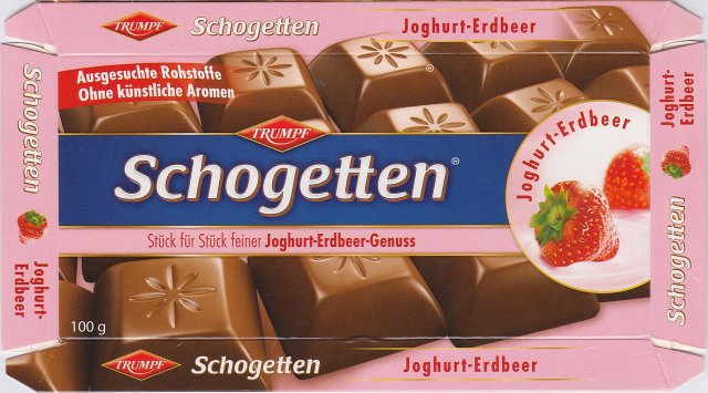 Schogetten Trumpf male 23 Joghurt-Erdbeer Ausgesuchte Rohstoffe Ohne kunstlische Aromen