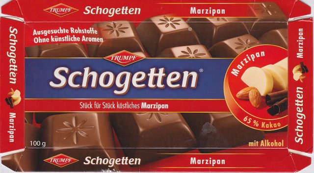 Schogetten Trumpf male 23 Marzipan Ausgesuchte Rohstoffe Ohne kunstlische Aromen