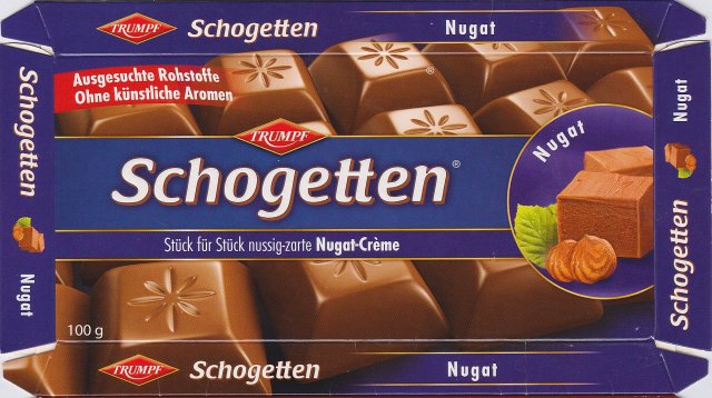 Schogetten Trumpf male 23 Nugat Ausgesuchte Rohstoffe Ohne kunstlische Aromen