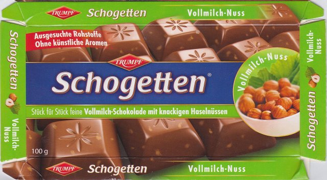Schogetten Trumpf male 23 Vollmilch-Nuss Ausgesuchte Rohstoffe Ohne kunstlische Aromen