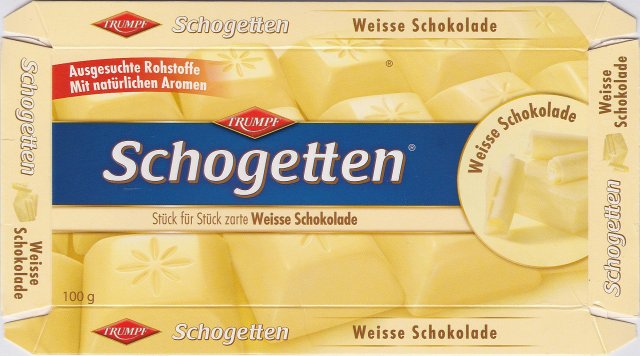Schogetten Trumpf male 24 Weisse Schokolade Ausgesuchte Rohstoffe Mit naturlichen Aromen