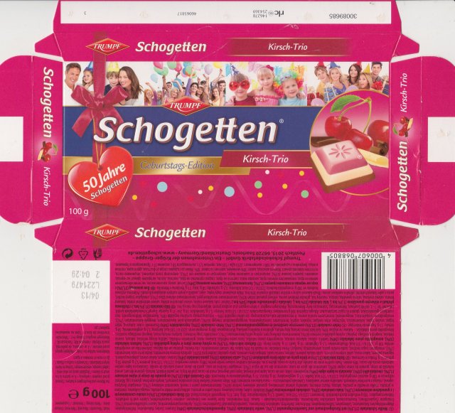 Schogetten Trumpf male 28 Kirsch Trio Geburstags-Edition 50 Jahre