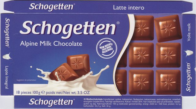 Schogetten Trumpf male 29 Alpine Milk Chocolate new recipe even more delicious