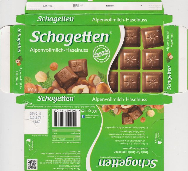 Schogetten Trumpf male 30 Alpenvollmilch Haselnus neue Rezeptur noch leckerer