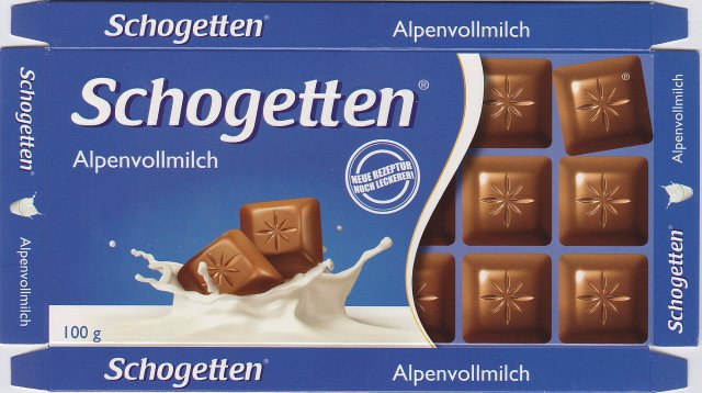 Schogetten Trumpf male 30 Alpenvollmilch neue Rezeptur noch leckerer