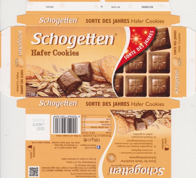 Schogetten Trumpf male 33 Hafer Cookies sorte des jahres