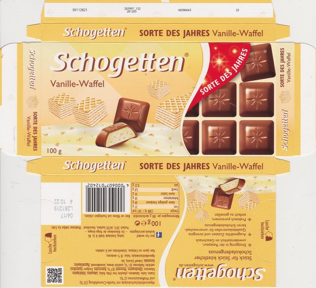 Schogetten Trumpf male 42 Vanille Waffel Sorte des Jahres