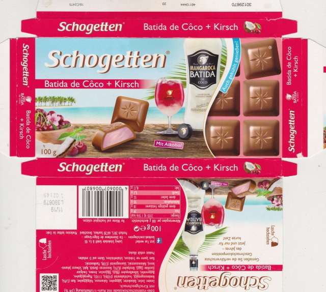 Schogetten Trumpf male 47 Batida de Coco + Kirsch mit Alkohol auch gekuhlt geniessen