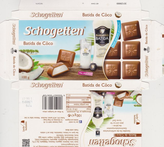 Schogetten Trumpf male 47 Batida de Coco mit Alkohol auch gekuhlt geniessen