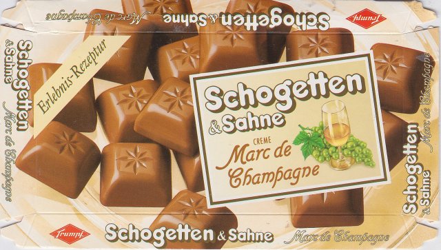 Schogetten Trumpf male 5 & Sahne Creme Marc de Champagne Erlebins-Rezeptur