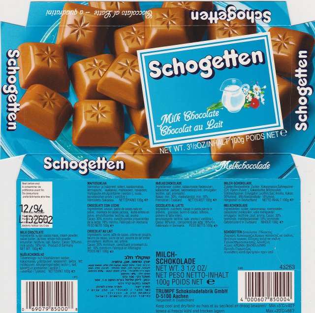 Schogetten Trumpf male 6 Milk Chocolate chocolat au lait _x_