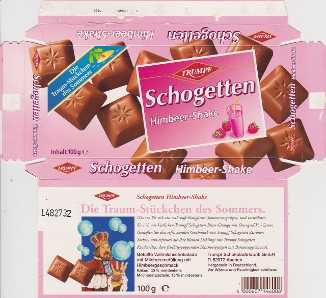 Schogetten Trumpf male 8 Himbeer Shake Die Traum-Stuckchen des Sommers