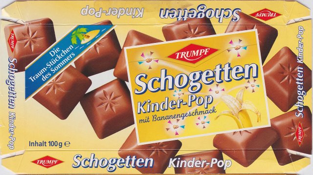 Schogetten Trumpf male 8 Kinder-Pop mit Bananengeschmack Die Traum-Stuckchen des Sommers
