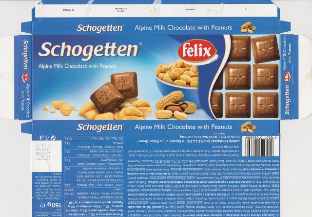Schogetten Trumpf srednie 10 alpine milk chocolate with peanuts felix