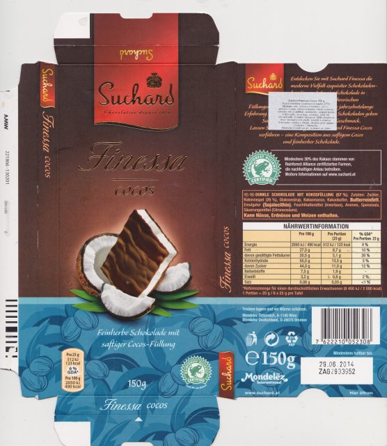 Suchard 2 finessa cocos 123kcal