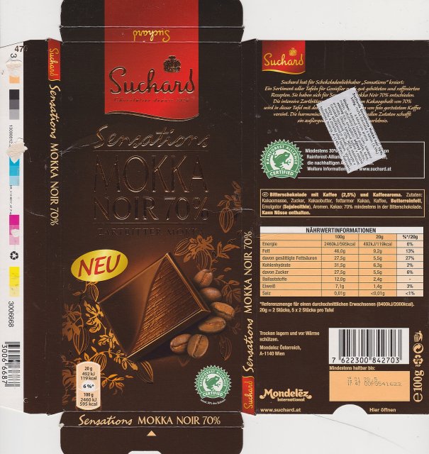 Suchard sensations 32 mokka noir 70 neu 119kcal