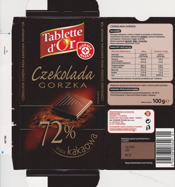 Tablette dOr Wiodaca marka gorzka 72