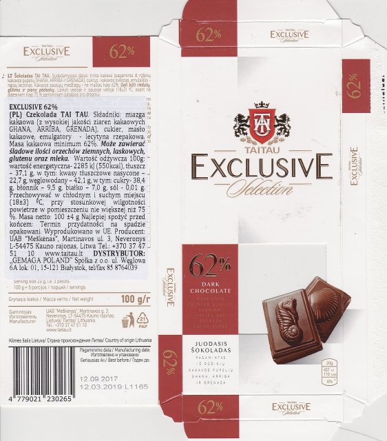 Taitau exclusive selection 62 dark