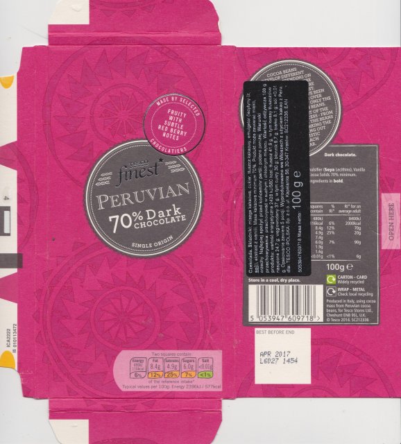 Tesco 4 finest Peruvian 70 dark