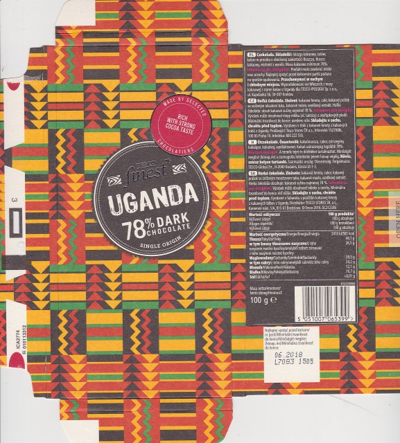 Tesco 4 finest Uganda 78 dark chocolate