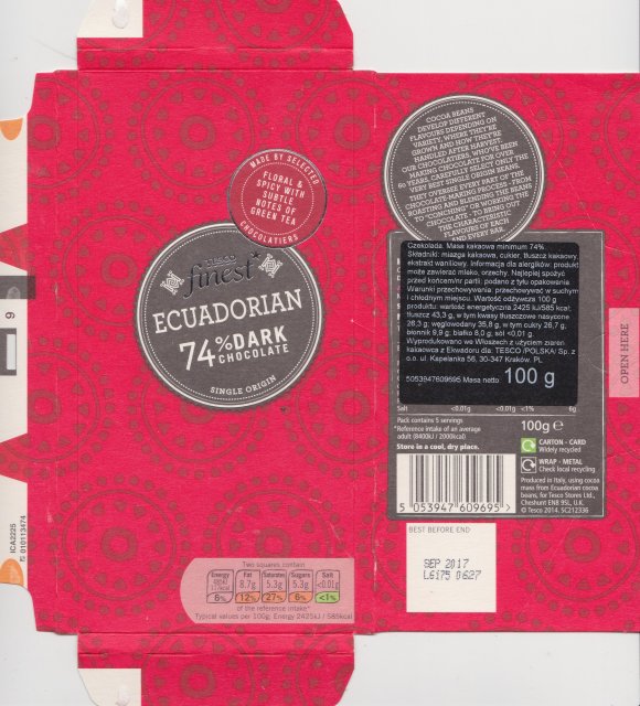 Tesco 4 finest ecuadorian 74 dark